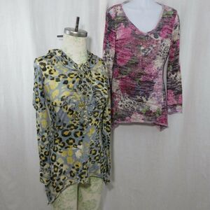 Cristina V M Hoodie Blinged Crystal Shirt Set of 2 Pink Ribbon Fleur De Lis